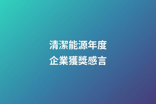 清潔能源年度企業獲獎感言