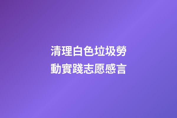 清理白色垃圾勞動實踐志愿感言