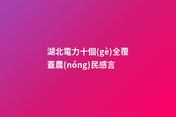 湖北電力十個(gè)全覆蓋農(nóng)民感言