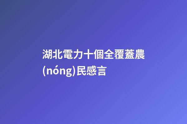 湖北電力十個全覆蓋農(nóng)民感言