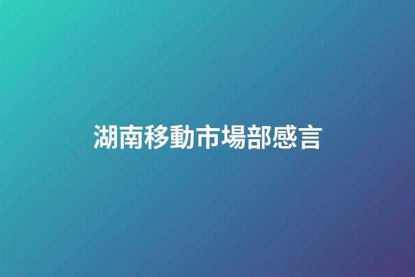 湖南移動市場部感言