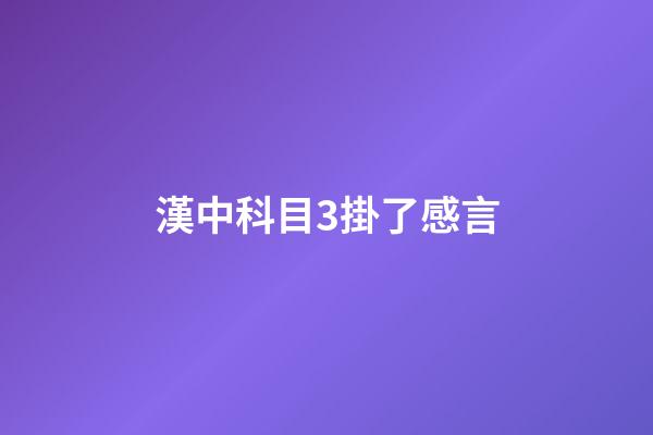 漢中科目3掛了感言