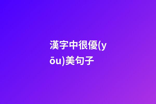 漢字中很優(yōu)美句子