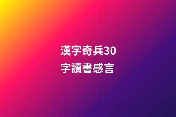 漢字奇兵30字讀書感言