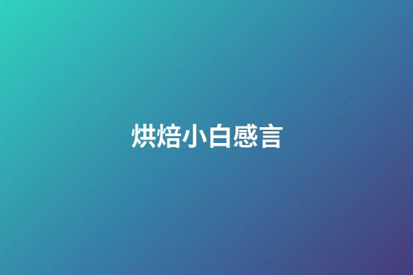 烘焙小白感言