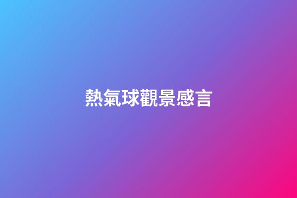 熱氣球觀景感言
