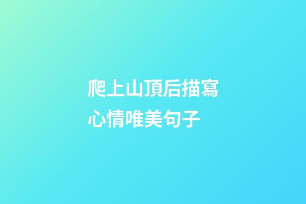 爬上山頂后描寫心情唯美句子