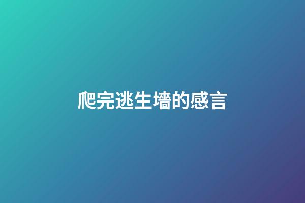 爬完逃生墻的感言