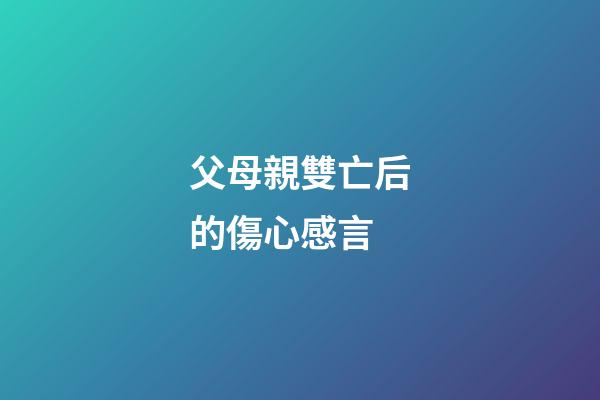 父母親雙亡后的傷心感言