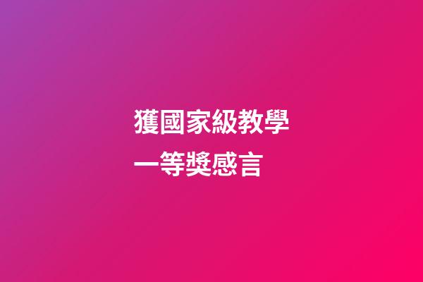 獲國家級教學一等獎感言