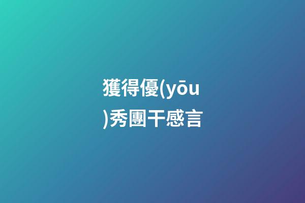 獲得優(yōu)秀團干感言