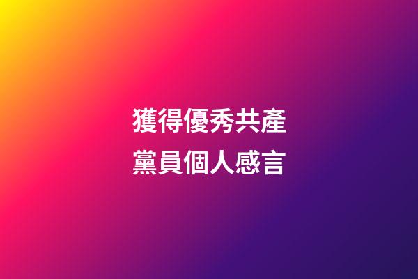 獲得優秀共產黨員個人感言