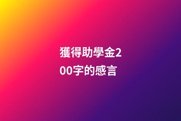 獲得助學金200字的感言