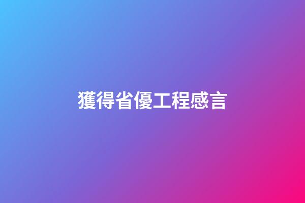 獲得省優工程感言