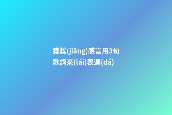獲獎(jiǎng)感言用3句歌詞來(lái)表達(dá)