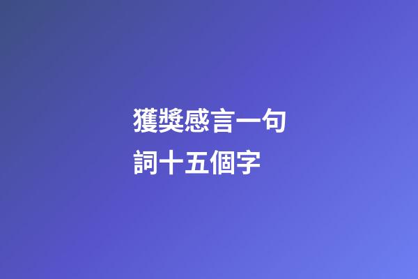 獲獎感言一句詞十五個字