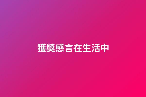 獲獎感言在生活中