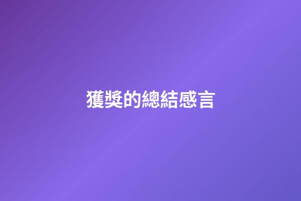 獲獎的總結感言