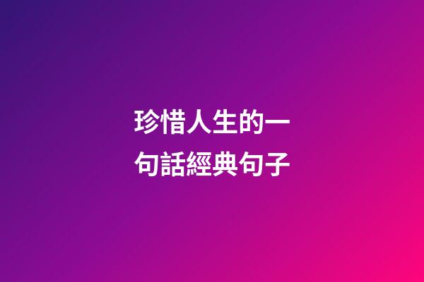 珍惜人生的一句話經典句子