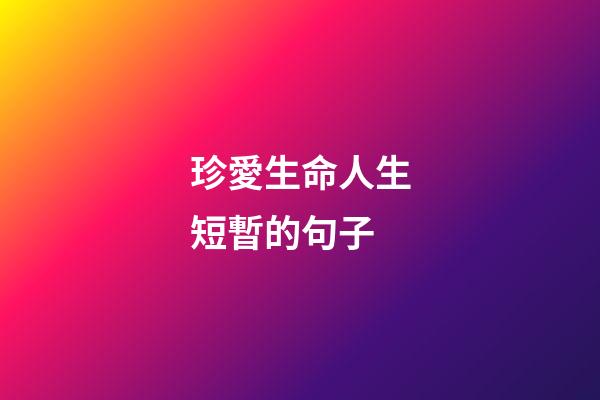 珍愛生命人生短暫的句子