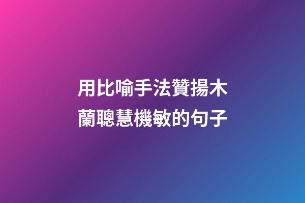 用比喻手法贊揚木蘭聰慧機敏的句子