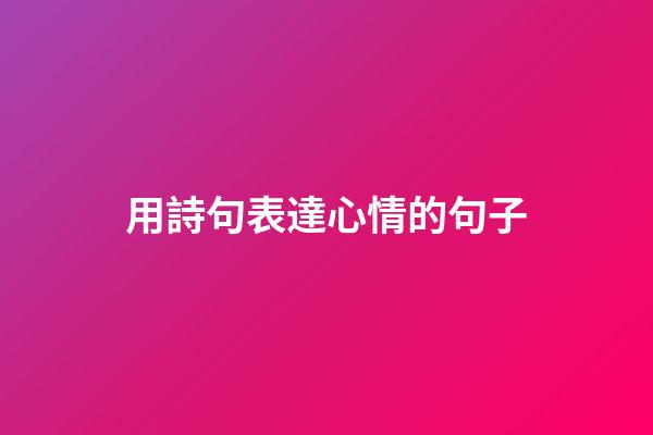 用詩句表達心情的句子