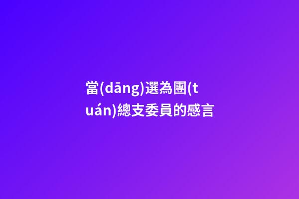 當(dāng)選為團(tuán)總支委員的感言
