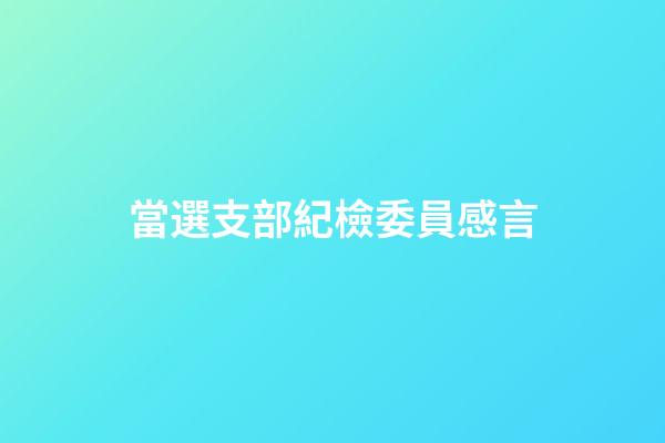 當選支部紀檢委員感言
