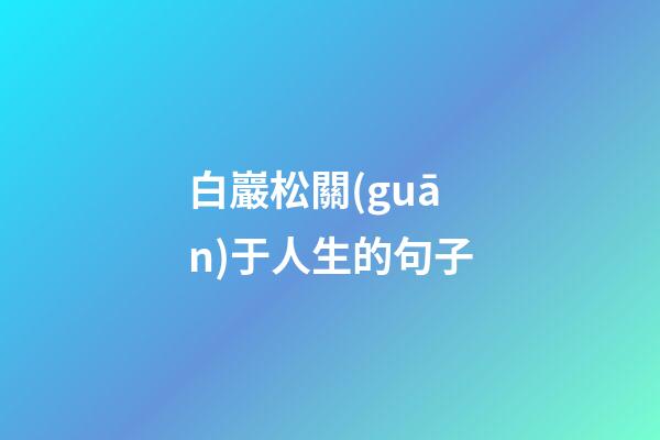 白巖松關(guān)于人生的句子