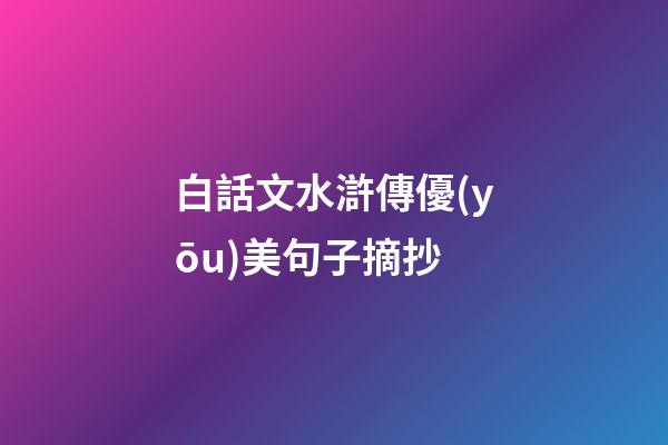 白話文水滸傳優(yōu)美句子摘抄