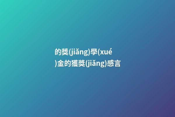 的獎(jiǎng)學(xué)金的獲獎(jiǎng)感言