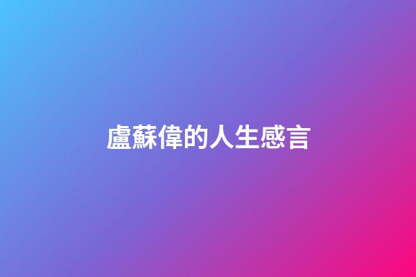盧蘇偉的人生感言