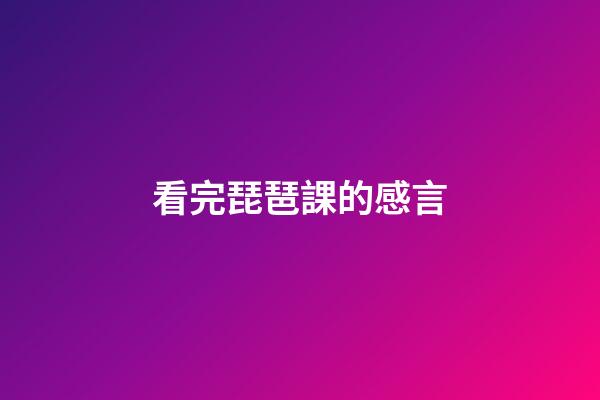 看完琵琶課的感言