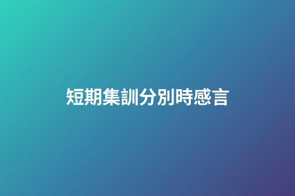 短期集訓分別時感言