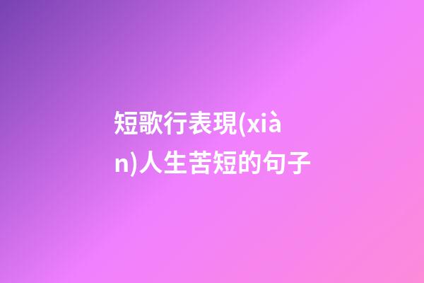 短歌行表現(xiàn)人生苦短的句子