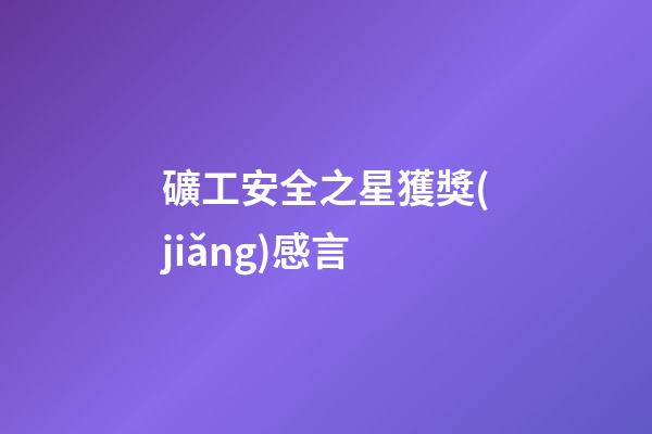 礦工安全之星獲獎(jiǎng)感言