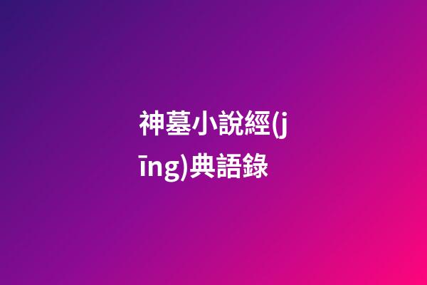 神墓小說經(jīng)典語錄