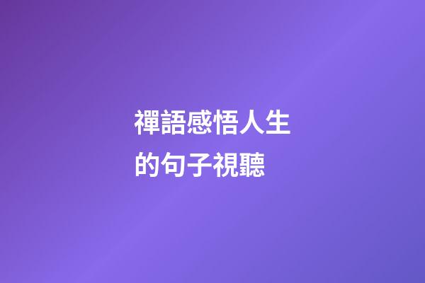 禪語感悟人生的句子視聽