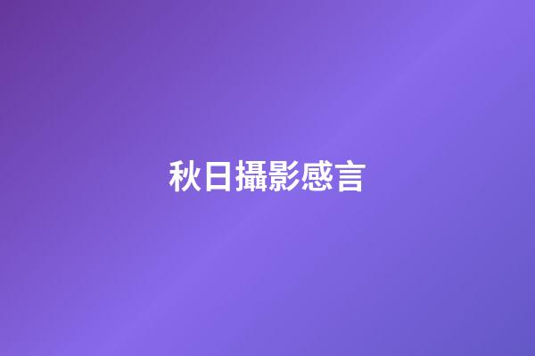 秋日攝影感言