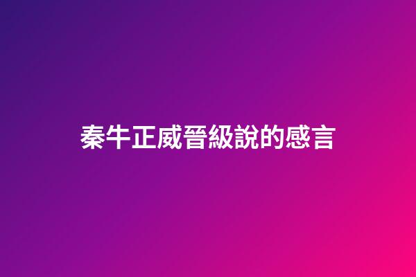 秦牛正威晉級說的感言