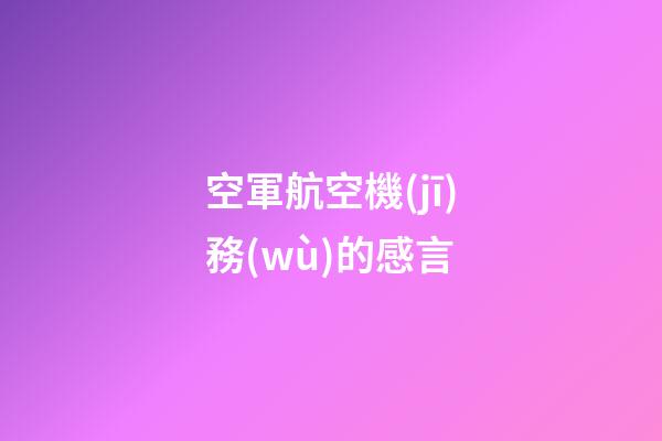 空軍航空機(jī)務(wù)的感言