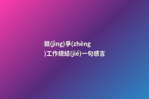 競(jìng)爭(zhēng)工作總結(jié)一句感言