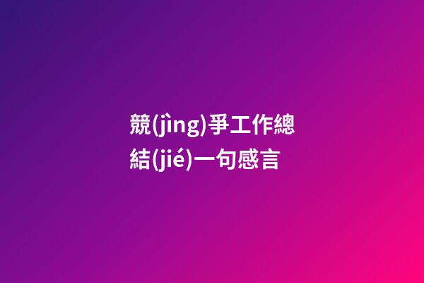 競(jìng)爭工作總結(jié)一句感言