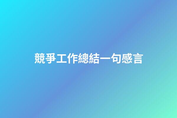 競爭工作總結一句感言