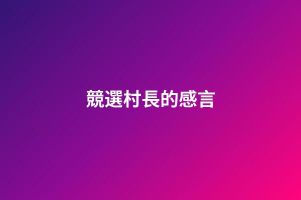 競選村長的感言
