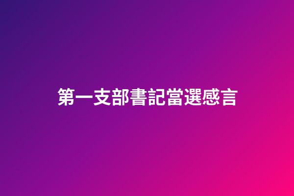第一支部書記當選感言