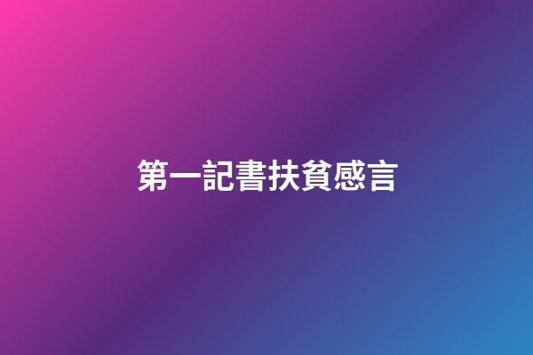 第一記書扶貧感言