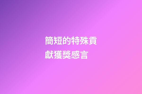 簡短的特殊貢獻獲獎感言