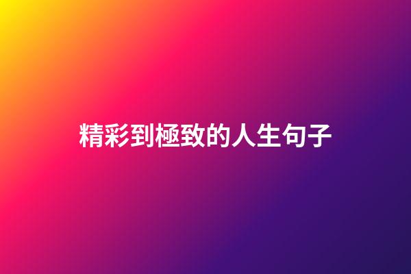 精彩到極致的人生句子
