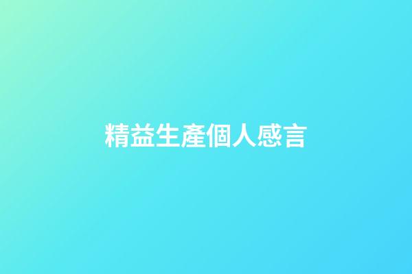 精益生產個人感言